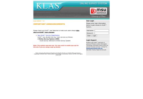 
                            11. ONLINE SURVEY SYSTEM :: [MSU / PTPL] :: Login