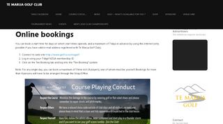 
                            12. Online Tee-Time Bookings – Te Marua Golf Club