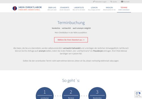 
                            3. Online Terminvereinbarung | Mein Direktlabor - Labor Stephansplatz