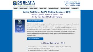 
                            5. Online Test Series for PG Medical Entrance- 2018 - DR. BHATIA ...