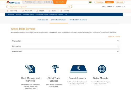 
                            9. Online Trade Services - ICICI Bank