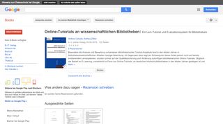 
                            6. Online-Tutorials an wissenschaftlichen Bibliotheken: Ein ... - Google Books-Ergebnisseite