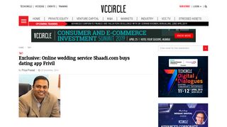 
                            11. Online wedding service Shaadi.com buys dating app Frivil | VCCircle