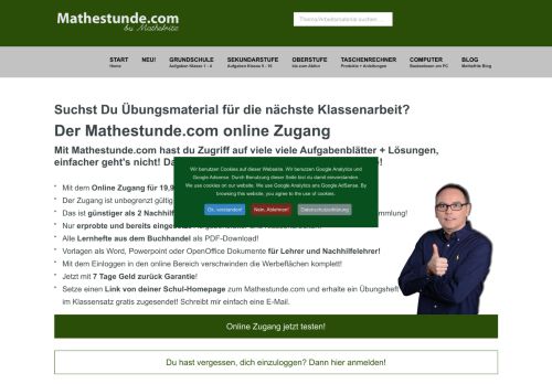 
                            3. Online Zugang zu Mathestunde.com - so funktioniert es - Mathefritz