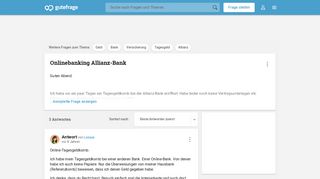 
                            3. Onlinebanking Allianz-Bank (Geld, Versicherung, Tagesgeld) - Gutefrage