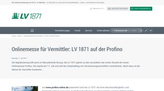 
                            9. Onlinemesse für Vermittler: LV 1871 auf der Profino