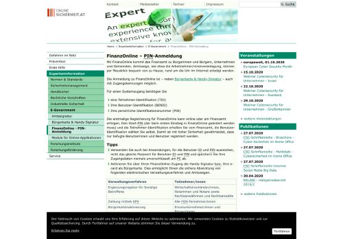 
                            5. Onlinesicherheit - FinanzOnline - PIN-Anmeldung