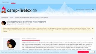 
                            12. Onlinezahlungen bei Paypal nicht möglich! - Camp Firefox