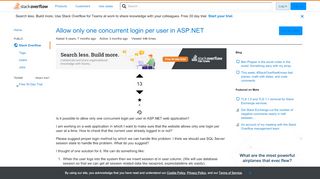 
                            5. Only one concurrent login per user in Asp.net - Stack Overflow