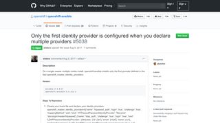 
                            6. Only the first identity provider is configured when you declare ... - GitHub