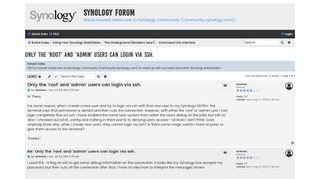
                            4. Only the 'root' and 'admin' users can login via ssh. - Synology Forum