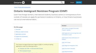 
                            4. Ontario Immigrant Nominee Program (OINP) | Ontario.ca