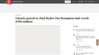 
                            13. Ontario poised to shed Hydro One Brampton unit worth $500-million ...