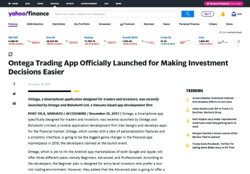 
                            12. Ontega Trading App Officially Launched for Making ... - Yahoo Finance