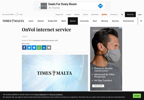 
                            6. OnVol internet service - Times of Malta