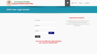 
                            8. OOAT User Login Section - National Mental Health Programme | Punjab