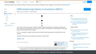 
                            8. OOB Facebook login feature is not working in AEM 6.2 - Stack Overflow