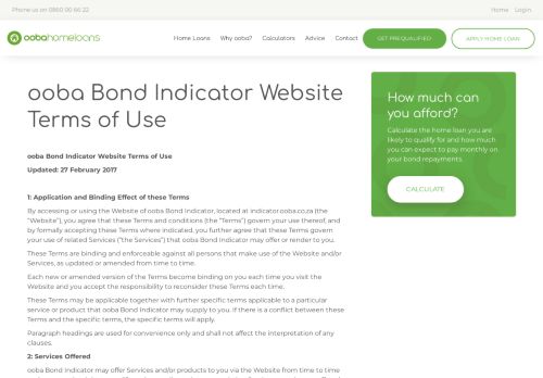 
                            3. ooba Bond Indicator Website Terms of Use - ooba