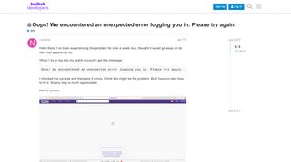 
                            2. Oops! We encountered an unexpected error logging you in. Please try ...