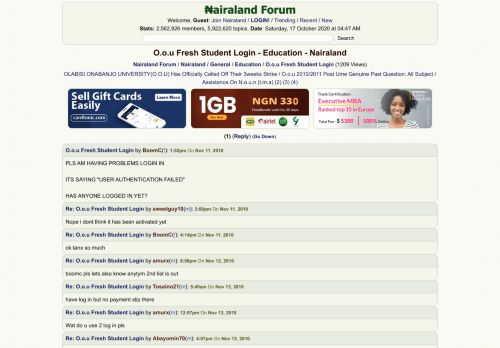 
                            5. O.o.u Fresh Student Login - Education - Nigeria - Nairaland Forum