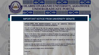 
                            12. OOU PORTAL | Students | Login - Olabisi Onabanjo University