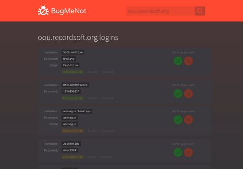 
                            12. oou.recordsoft.org passwords - BugMeNot