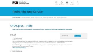 
                            3. OPACplus – Hilfe - Bayerische Staatsbibliothek