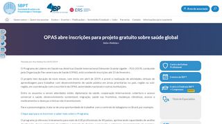 
                            9. OPAS abre inscrições para projeto gratuito sobre saúde global - SBPT