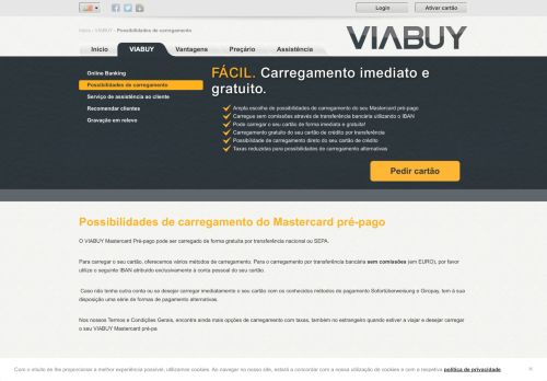 
                            11. Opções de carregamento | Mastercard pré-pago VIABUY - VIABUY.com