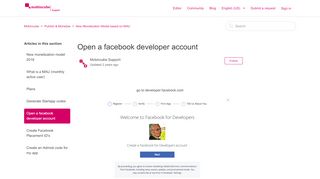 
                            8. Open a facebook developer account – Mobincube