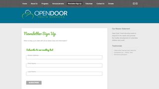 
                            7. Open Door Youth Services – Newsletter Sign Up