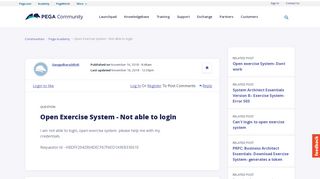 
                            8. Open Exercise System - Not able to login | Pega Community