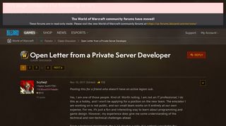 
                            3. Open Letter from a Private Server Developer - World of Warcraft ...