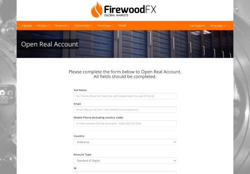 
                            3. Open new account - FirewoodFX Secure Page