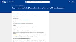 
                            4. Open phpMyAdmin (Administration of Your MySQL databases) - 1&1 ...