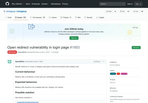 
                            8. Open redirect vulnerability in login page · Issue #1883 · omegaup ...