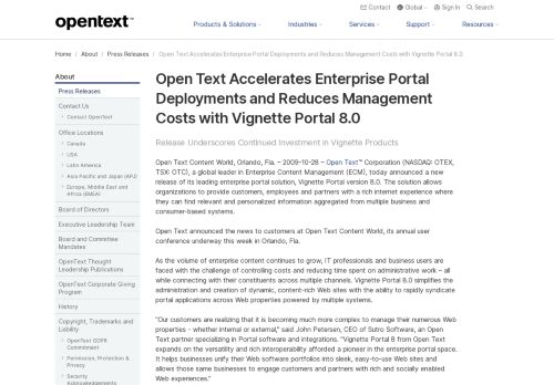 
                            9. Open Text Accelerates Enterprise Portal Deployments and Reduces ...