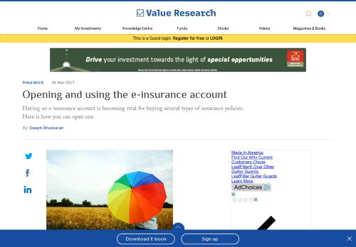 
                            8. Opening and using the e-insurance account - Value Research: The ...