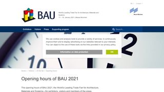 
                            9. Opening hours BAU 2019 | World's Leading Trade Fair BAU