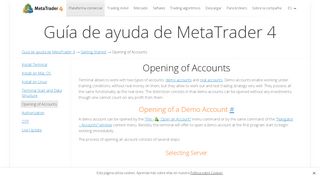 
                            3. Opening of Accounts - Getting Started - Guía de ayuda de MetaTrader 4