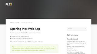 
                            2. Opening Plex Web App | Plex Support