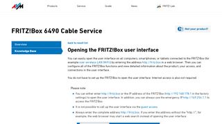 
                            4. Opening the FRITZ!Box user interface | FRITZ!Box 6490 Cable | AVM ...