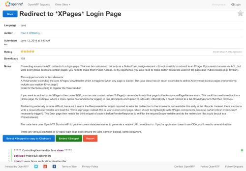 
                            7. OpenNTF XSnippet: Redirect to *XPages* Login Page