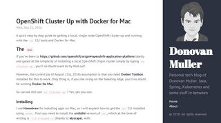 
                            10. OpenShift Cluster Up with Docker for Mac · Donovan Muller