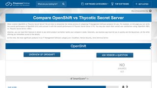 
                            12. OpenShift vs Thycotic Secret Server 2019 Comparison | FinancesOnline