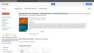 
                            5. OpenSolaris für Anwender, Administratoren und Rechenzentren: Von ... - Google Books-Ergebnisseite