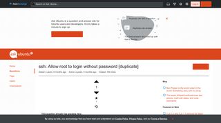 
                            2. openssh - ssh: Allow root to login without password - Ask Ubuntu