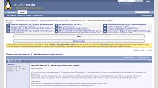
                            8. openSuse Leap 42.3 - keine Anmeldung mehr möglich - Linuxforen.de