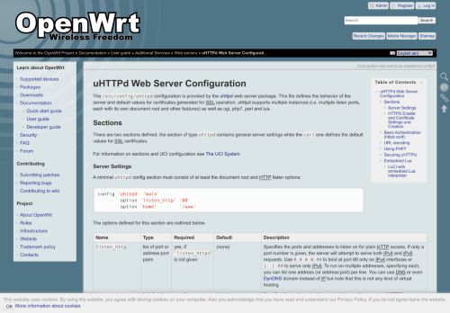 
                            8. OpenWrt Project: uHTTPd Web Server Configuration