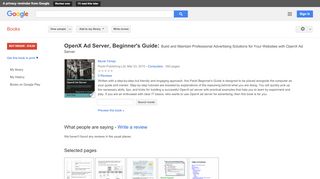 
                            2. OpenX Ad Server, Beginner's Guide: Build and Maintain Professional ...